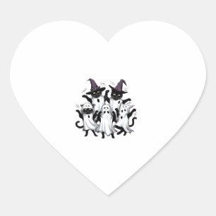 Cute Ghost Cats Funny Halloween Costumes Black Cat Heart Sticker