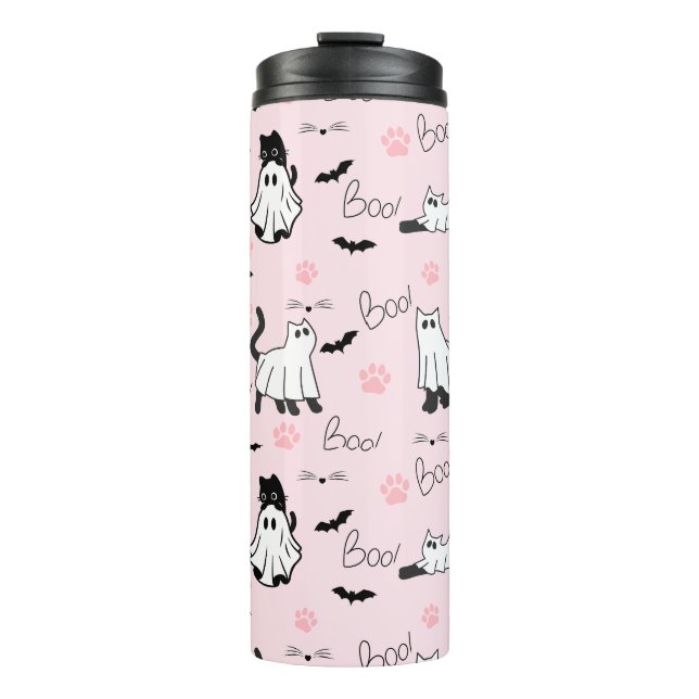 Cute Ghost Cats Halloween Thermal Tumbler (Front)