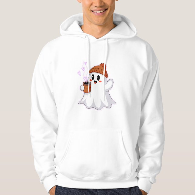 👻 Cute Ghost Coffee Lover Hoodie (Front)