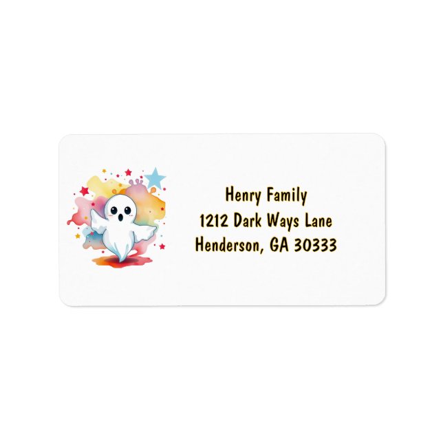 Cute Ghost Colourful  Label (Front)