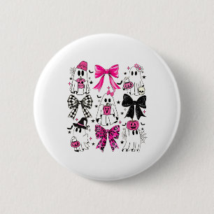 Cute Ghost Coquette Aesthetic Pink Bows Spooky Sea 6 Cm Round Badge