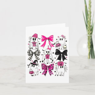 Cute Ghost Coquette Aesthetic Pink Bows Spooky Sea Card