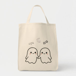 Cute Ghost Couple Halloween Design Tote Bag