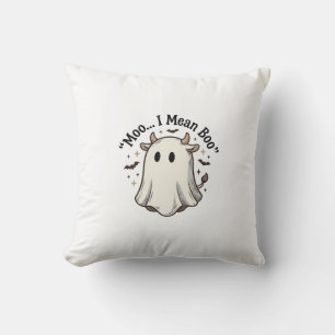 Cute Ghost Cow Halloween Moo I Mean Boo Shirt Desi Cushion