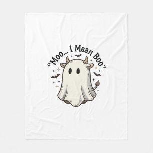Cute Ghost Cow Halloween Moo I Mean Boo Shirt Desi Fleece Blanket