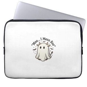 Cute Ghost Cow Halloween Moo I Mean Boo Shirt Desi Laptop Sleeve