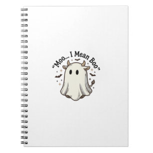 Cute Ghost Cow Halloween Moo I Mean Boo Shirt Desi Notebook