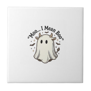 Cute Ghost Cow Halloween Moo I Mean Boo Shirt Desi Tile