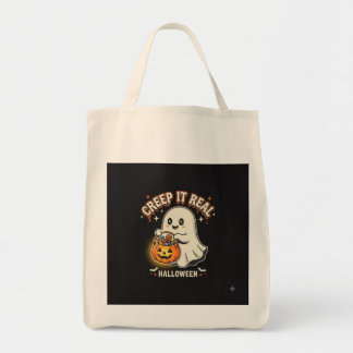 Cute Ghost Creep It Real Halloween Tote Bag