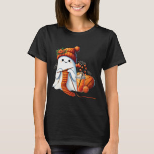 Cute Ghost Crochet Knitting Lovers Halloween Coffe T-Shirt