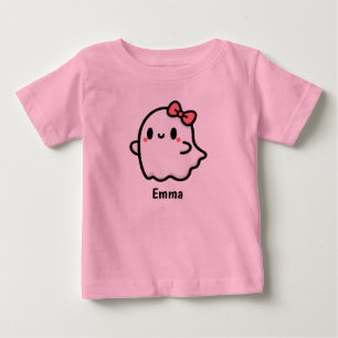 Cute Ghost Custom Name Halloween Baby T-Shirt