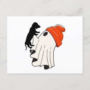 Cute Ghost Dachshund Lover Holiday Postcard