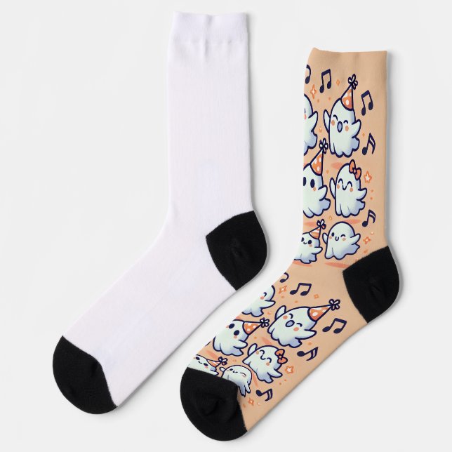 Cute "ghost dance party" socks where ghosts dance  (Left)