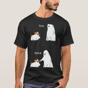 Cute Ghost Dog Corgi Halloween Boo Boop Funny T-Shirt