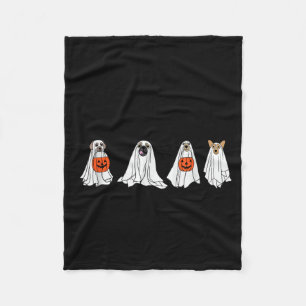 Cute Ghost Dog Halloween Men Women Fleece Blanket