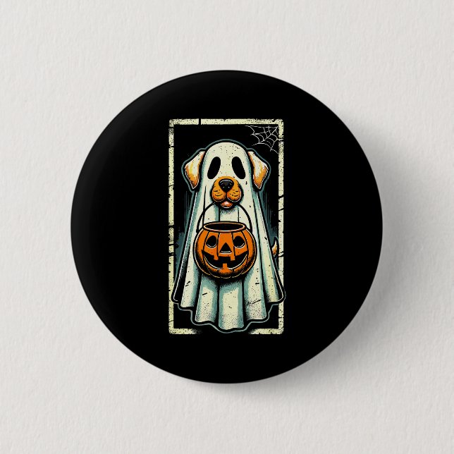 Cute Ghost Dog Men Women Kids Halloween Funny Ghos 6 Cm Round Badge (Front)