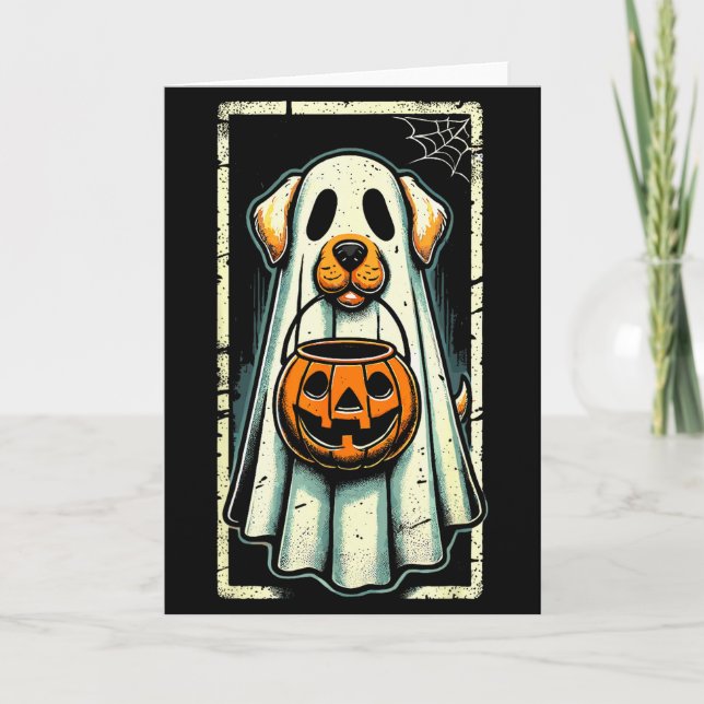 Cute Ghost Dog Men Women Kids Halloween Funny Ghos Card (Front)