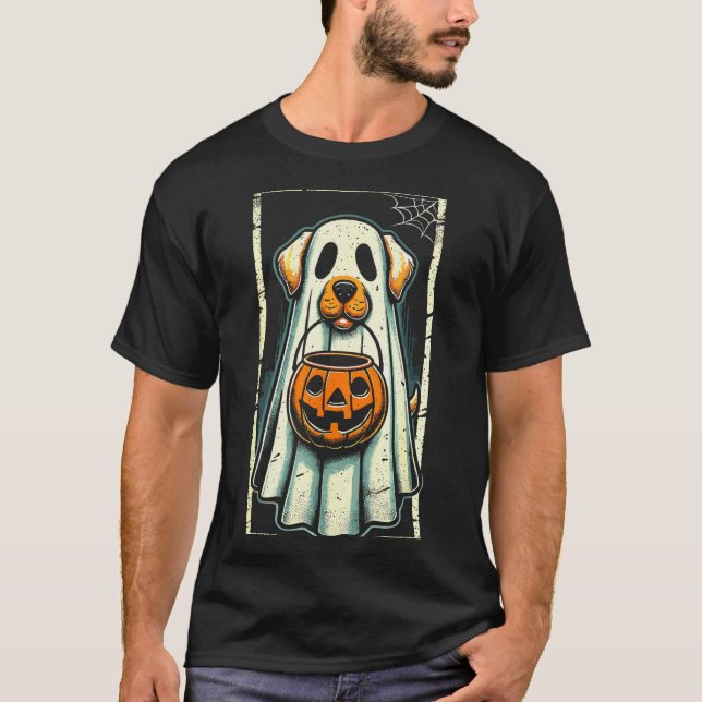 Cute Ghost Dog Men Women Kids Halloween Funny Ghos T-Shirt (Front)