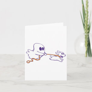 Cute Ghost Dog Walker Graphic Halloween Costume Card