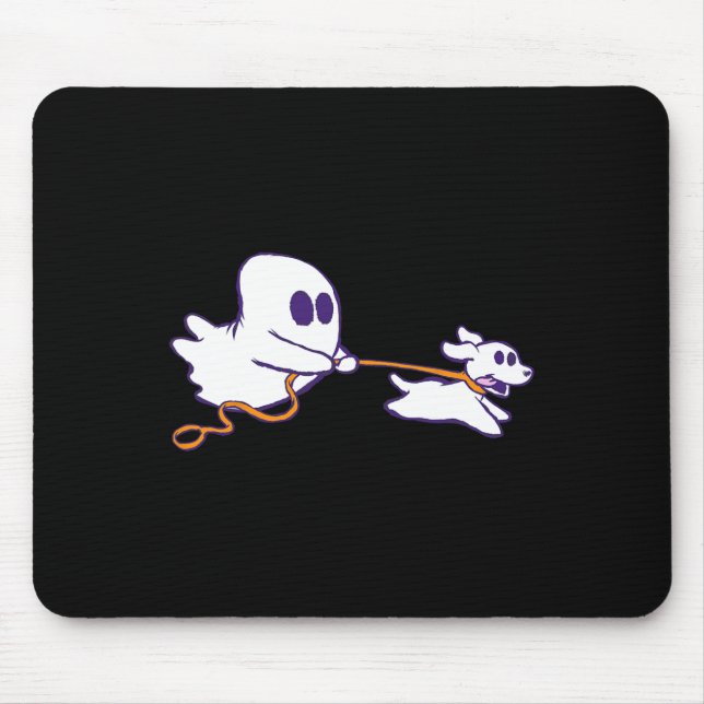 Cute Ghost Dog Walker Graphic Halloween Costume  Mouse Mat (Front)