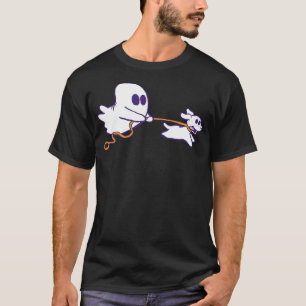 Cute Ghost Dog Walker Graphic Halloween Costume T-Shirt