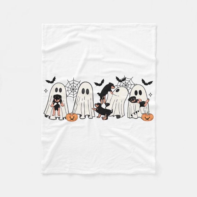 Cute Ghost Dogs Dog Lover Men Women Kids Halloween Fleece Blanket (Front)
