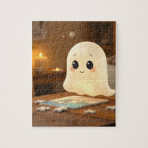 Cute ghost doing a puzzle Puzzle