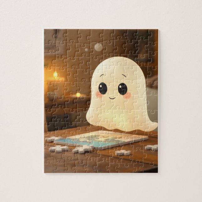 Cute ghost doing a puzzle Puzzle (Vertical)