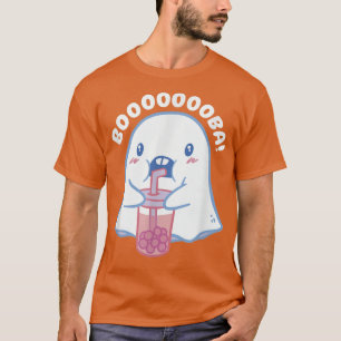 Cute Ghost Drinking Bubble Tea Halloween Boba T-Shirt