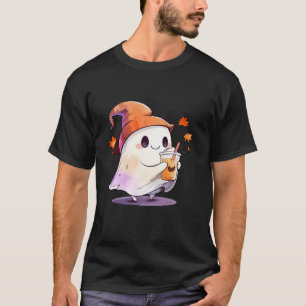 Cute Ghost Drinking Coffee Couple Halloween Coffee T-Shirt