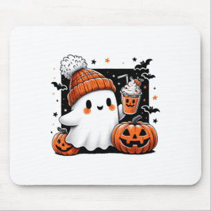 Cute Ghost Drinking Coffee Halloween Costume Coffe Mouse Mat