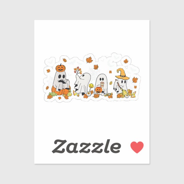 Cute Ghost Drinking Coffee Halloween Fall Ghost Bo (Sheet)