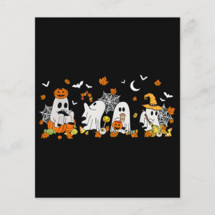 Cute Ghost Drinking Coffee Halloween Fall Ghost Bo