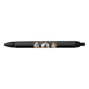 Cute Ghost Drinking Coffee Halloween Fall Ghost Bo Black Ink Pen
