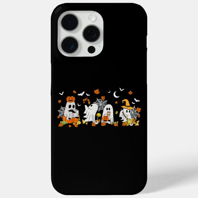 Cute Ghost Drinking Coffee Halloween Fall Ghost Bo Case-Mate iPhone Case (Back)