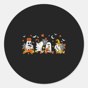Cute Ghost Drinking Coffee Halloween Fall Ghost Bo Classic Round Sticker