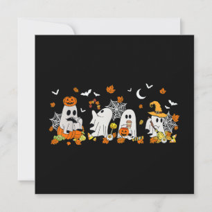 Cute Ghost Drinking Coffee Halloween Fall Ghost Bo Invitation