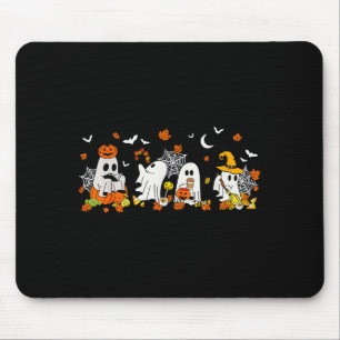Cute Ghost Drinking Coffee Halloween Fall Ghost Bo Mouse Mat