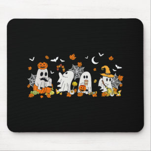 Cute Ghost Drinking Coffee Halloween Fall Ghost Bo Mouse Mat