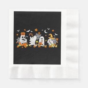 Cute Ghost Drinking Coffee Halloween Fall Ghost Bo Napkin