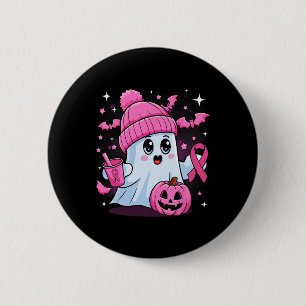 Cute Ghost Drinking Coffee Halloween Ghost Breast  6 Cm Round Badge
