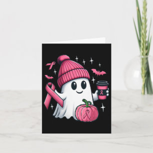 Cute Ghost Drinking Coffee Halloween Ghost Breast Card