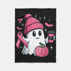 Cute Ghost Drinking Coffee Halloween Ghost Breast Fleece Blanket