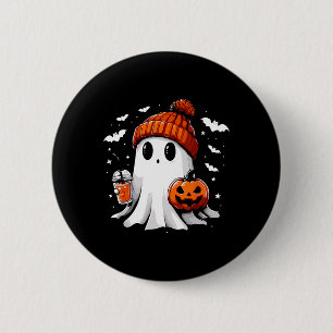 Cute Ghost Drinking Coffee Halloween Ghost Coffee  6 Cm Round Badge