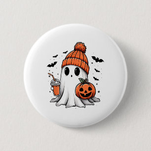 Cute Ghost Drinking Coffee Halloween Ghost Coffee  6 Cm Round Badge