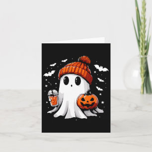 Cute Ghost Drinking Coffee Halloween Ghost Coffee  Card