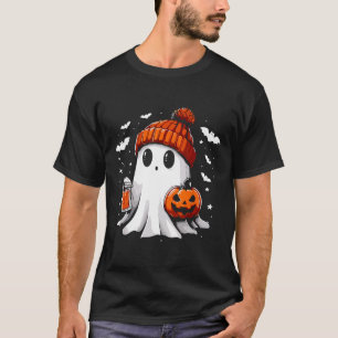 Cute Ghost Drinking Coffee Halloween Ghost Coffee  T-Shirt