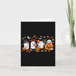 Cute Ghost Drinking Coffee Halloween Ghost Fall Bo Card