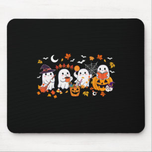 Cute Ghost Drinking Coffee Halloween Ghost Fall Bo Mouse Mat