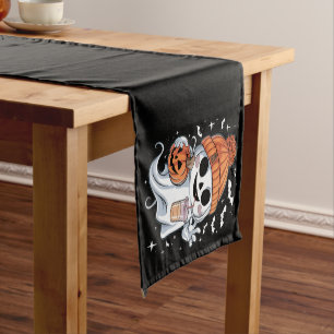 Cute Ghost Drinking Coffee Halloween Iced Coffee Short Table Runner